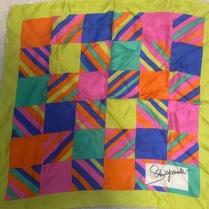 Vibrant Multicolor Checkered Silk Scarf by Schiaparelli 1960’s